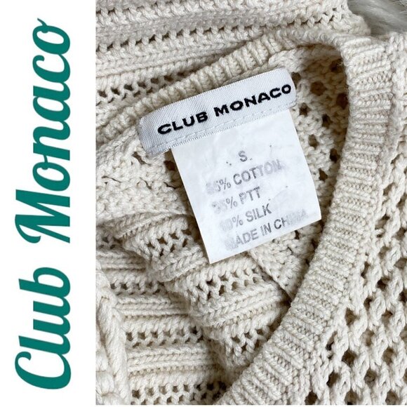 CLUB MONACO Tallulah Silk Blend Beige Open Back High Low Sweater, Size Small - Picture 8 of 11